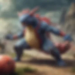 Illustration depicting a Pokemon battle with type advantages