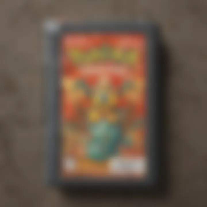 Close-up shot of a Pokémon game cartridge