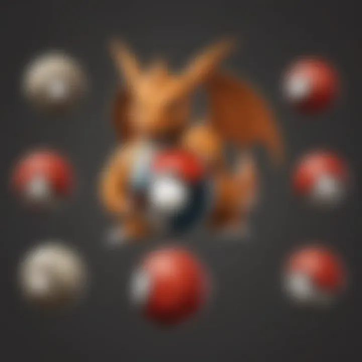 An array of Pokéballs illustrated with unique designs and functionalities