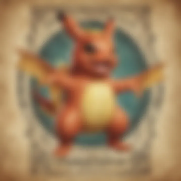 Detail of artistic elements in a retro Pokémon poster