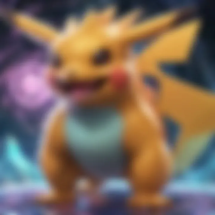 Close-up of a Pokémon card with holographic effects