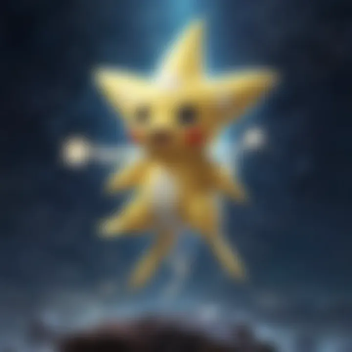 Whimsical Jirachi Granting Wishes in Starlit Sky