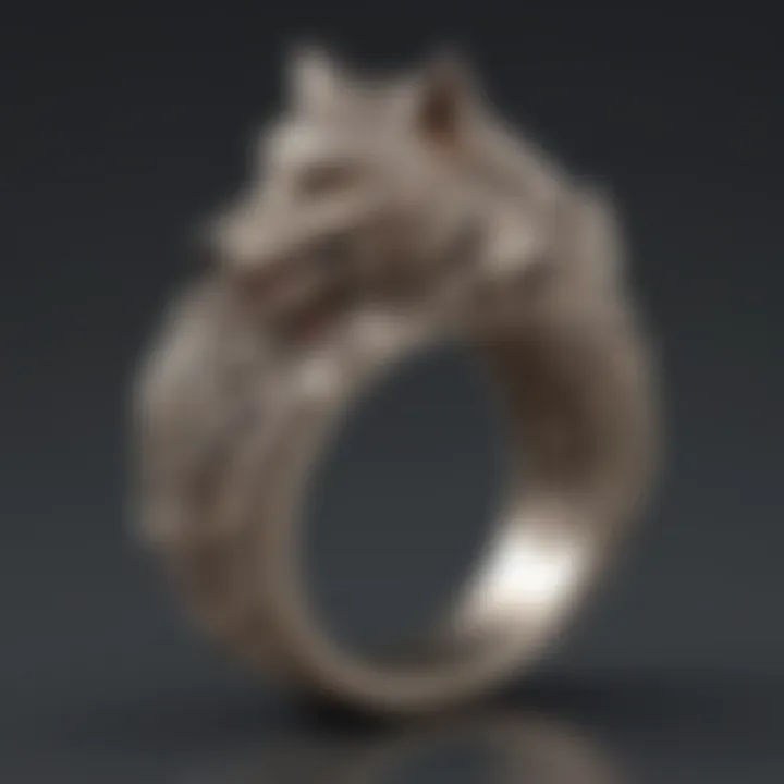 Exquisite Wolf and Badger Ring with Intricate Filigree Design